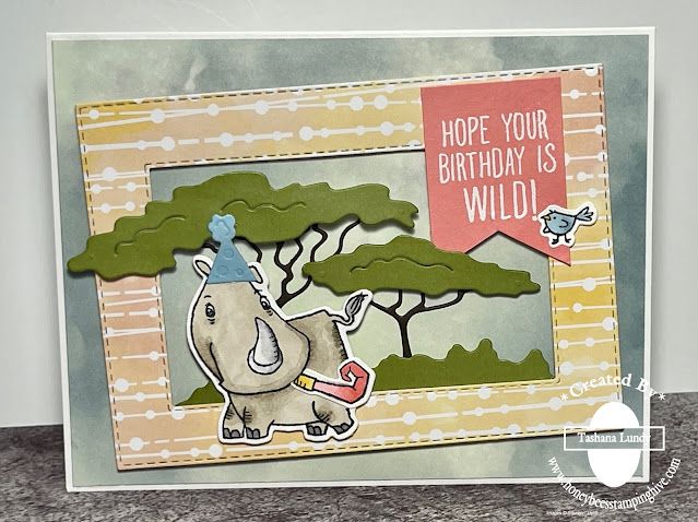 a card with an elephant holding a watering can