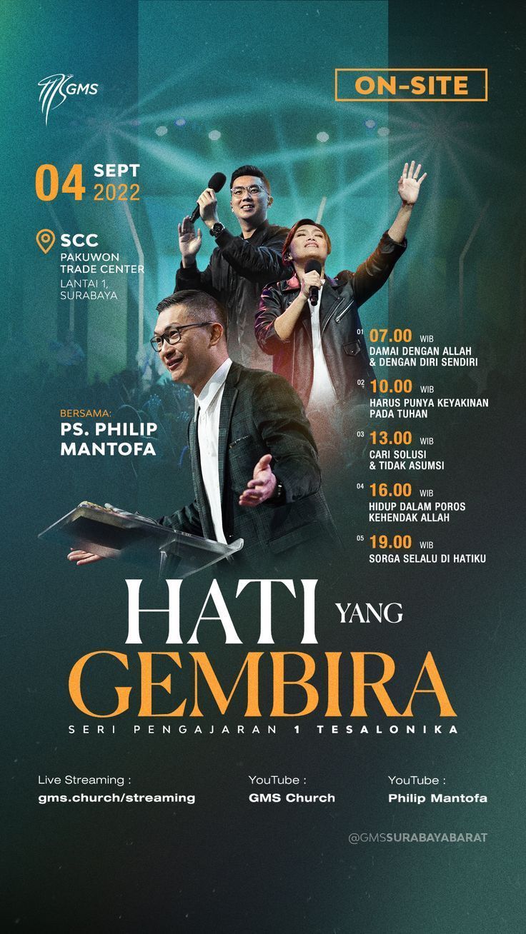 an advertisement for a concert featuring two men in suits and one is holding his hands up