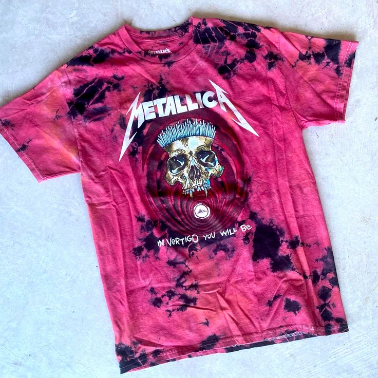 Nwot 10/10 Metallica In Vertigo You Will Be Pushead Red Tie Dye Official Shirt Size Small Casual Printed T-shirt For Fan Merchandise, Red Front Print Top For Fan Merchandise, Red Band Merch Tops For Summer, Red Fan Merchandise Top With Front Print, Casual Pink Tops For Fan Merchandise, Edgy Red Cotton Tops, Casual Printed Tops From Urban Outfitters, Edgy Red Tops With Letter Print, Casual Printed Tops By Urban Outfitters