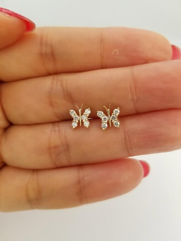 Stud Models Gold, Ear Rings For Kids Gold, Baby Diamond Earrings, Ear Rings For Kids, Gold Studs Earrings Indian Small Diamond, Small Earings For Girls Gold, 1 Gram Gold Earrings For Kids, Baby Earrings Gold Indian, Kids Earrings Gold