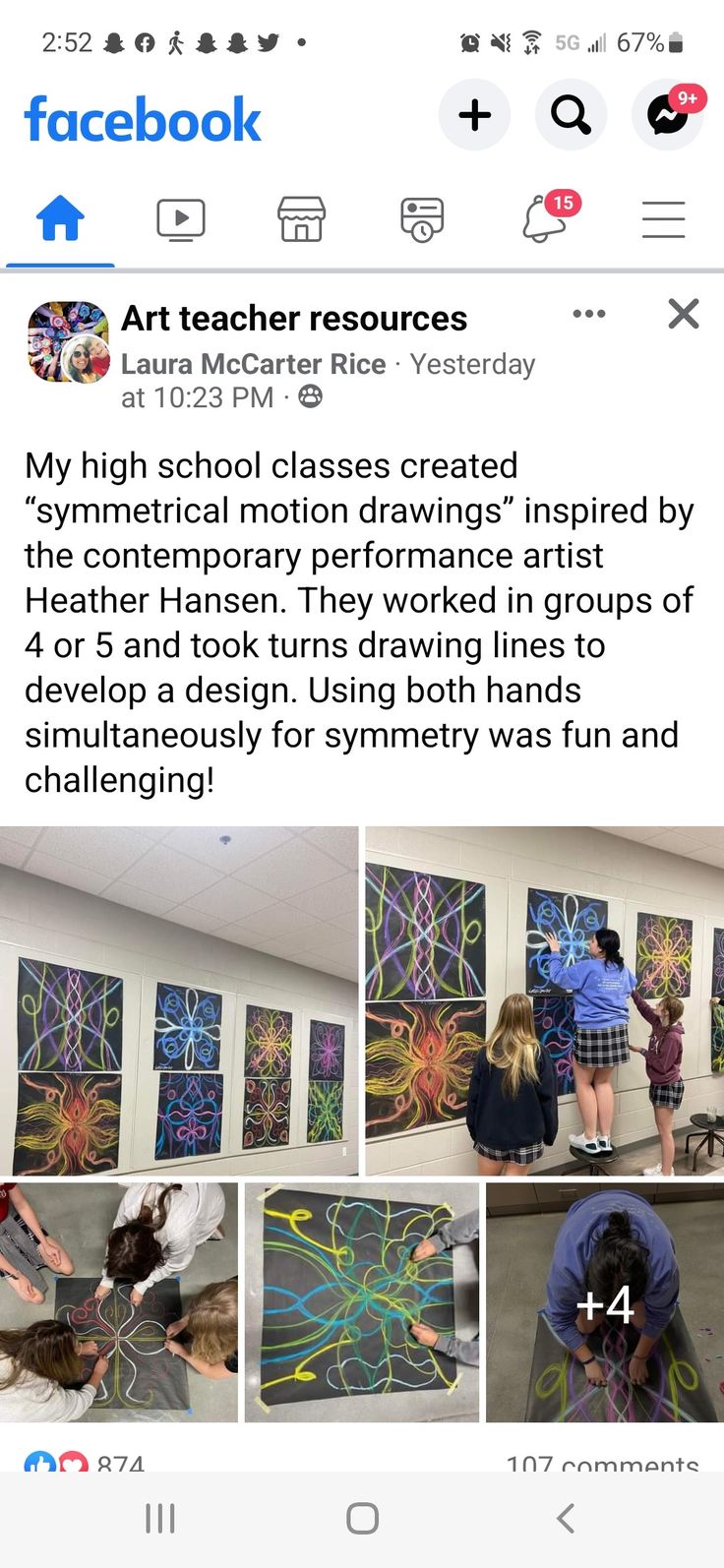 the facebook page for art teacher resources shows students how to draw and paint on canvases