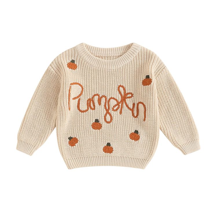 a white sweater with pumpkins on it and the words papasyn written in orange