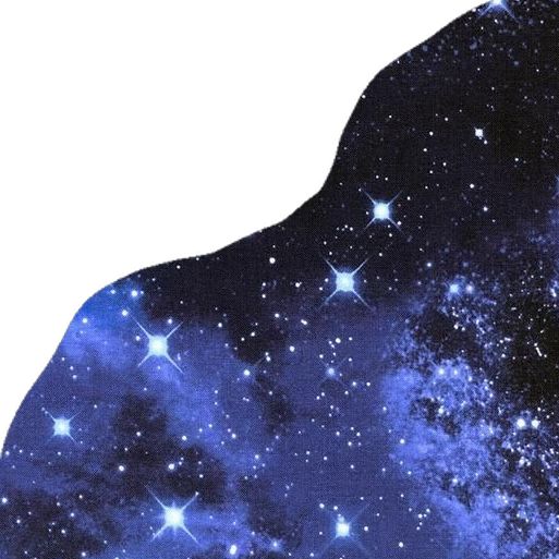 the silhouette of a person in front of a night sky filled with stars and bright blue hues