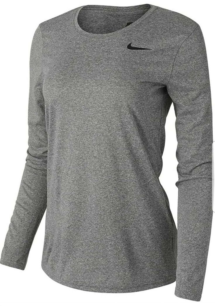 Nike Women's Longsleeve Legend T. Condition is "New with tags".  Nike Dry fabrics move sweat from your skin for quicker evaporation-helping you stay dry, comfortable and focused on the task at hand. With DRI-FIT Technology. Shipped with USPS Media Mail. Nike Swoosh Logo, Gym Shirts, Nike Shirts, Womens Activewear, Active Wear Tops, Shirt Sleeves, The Well, Cool Shirts, Dri Fit