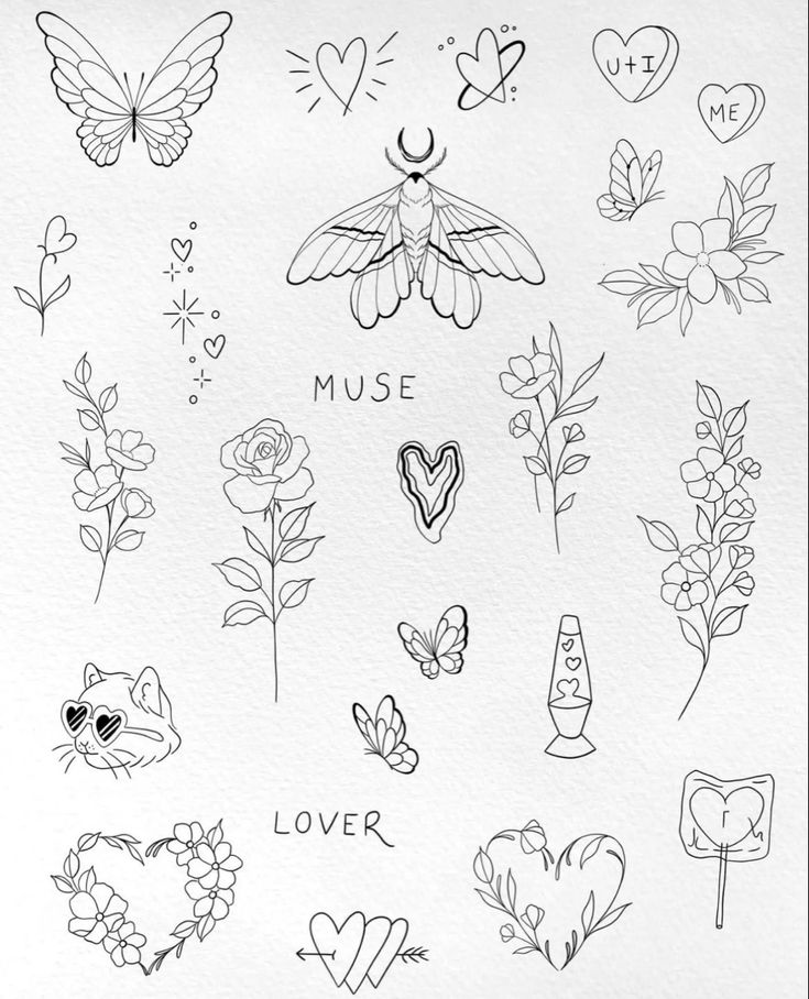 some tattoos that are drawn on paper