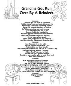 grandma got run over by a reindeer poem for kids to read and color on the page