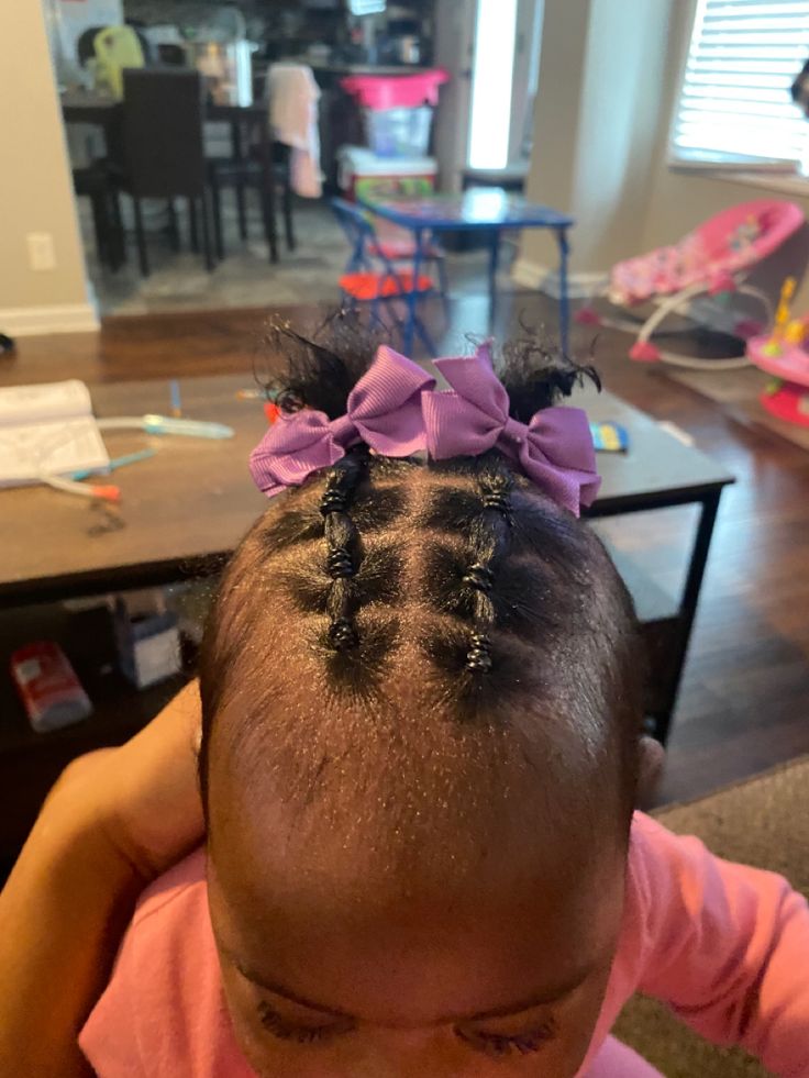 Rubberband style into two ponytails. Perfect for babies with really short hair on the sides. Baby Girl Hairstyles Black Infant Short, Rubberband Hairstyle, Baby Hairstyle, Black Baby Girl, Two Ponytails, Really Short Hair, Girls Natural Hairstyles