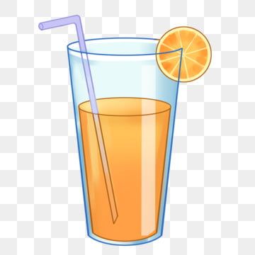 an orange juice in a glass with a straw and a slice of orange on the rim