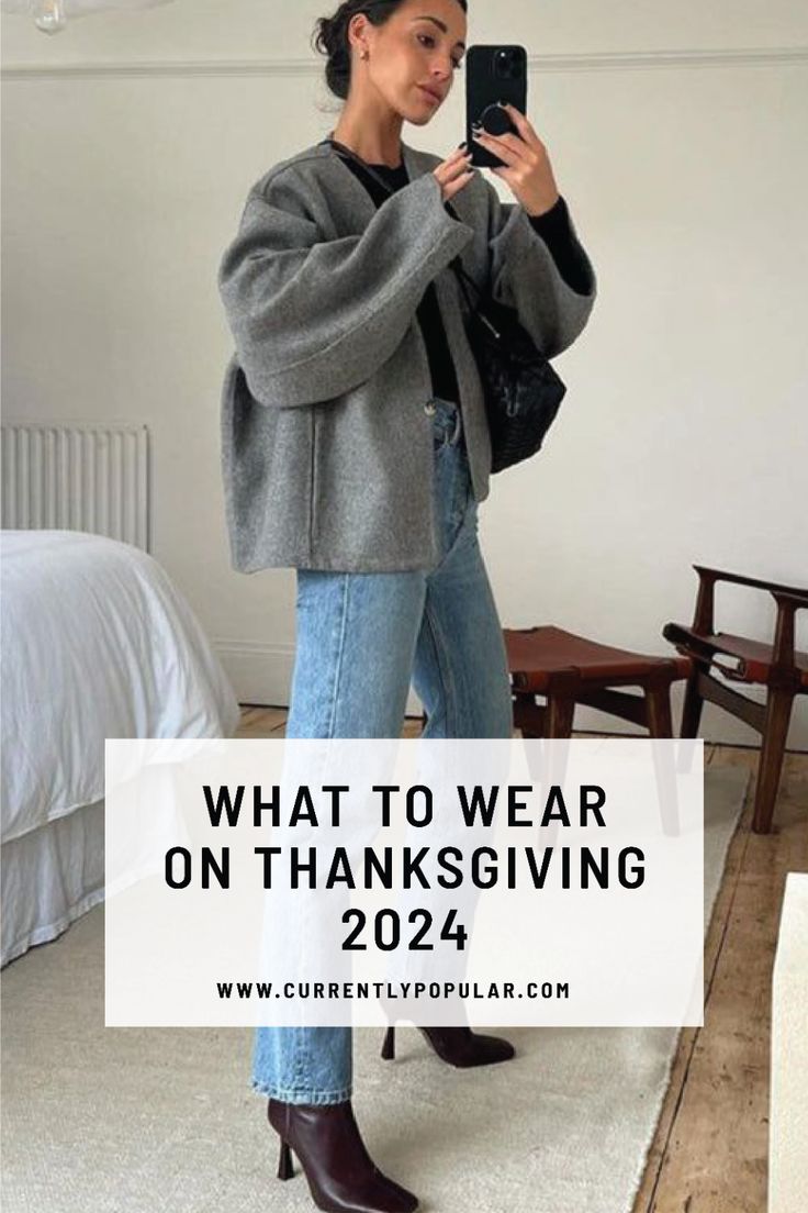 Wondering what to wear on Thanksgiving? We’ve got 7 chic outfit ideas that will make sure you’re the best dressed at the family dinner. From sleek trench coats to comfy knitwear, these looks combine style and comfort perfectly. Comfy Outfits For Thanksgiving, Thanksgiving Outfits Women Aesthetic, Semi Casual Thanksgiving Outfit, Thanksgiving Outfit 2024 Casual, Office To Happy Hour Outfit, Long Sleeve Short Dress Outfit, Thanksgiving Outfit Dinner, Brewery Date Outfit Fall, Comfy Cute Thanksgiving Outfit