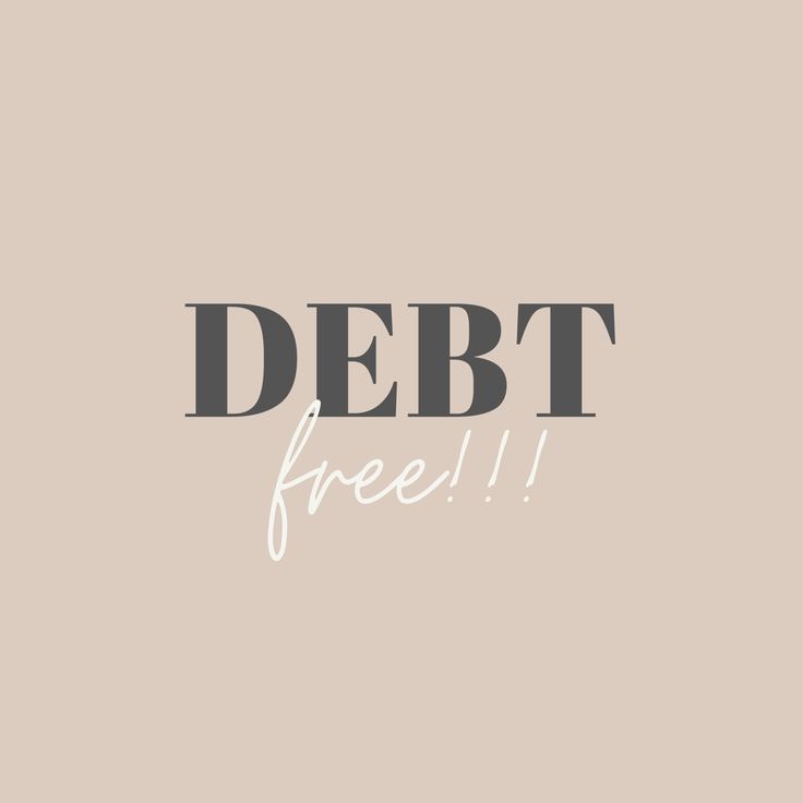 the words debt free on a beige background