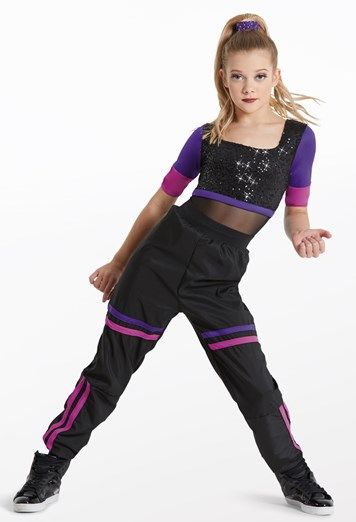 Dance Wear Hip Hop, Weissman Dance Costumes, Dance Costumes Hip Hop, Bun Wrap, Top With Zipper, Suede Pants, Nylon Pants, Zipper Pants, Hip Hop Outfits