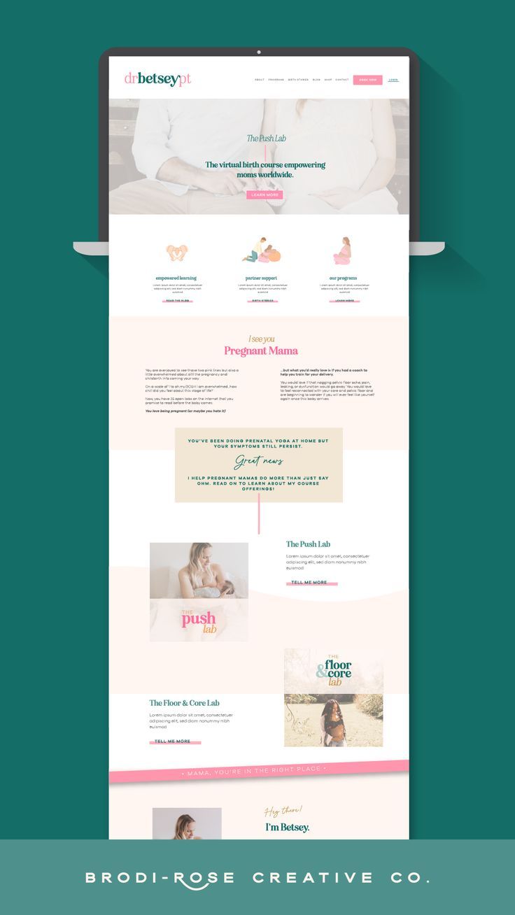 the website design for baby products