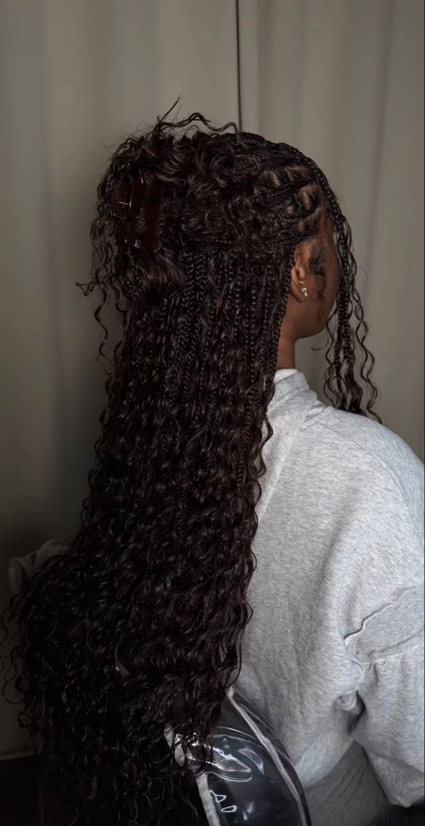 Bohemian Braided Hair, Goddess Braids Hairstyles, Braids Hairstyles Pictures, Cute Box Braids Hairstyles, Quick Braided Hairstyles, Protective Hairstyles Braids, Pretty Braided Hairstyles, Hairdos For Curly Hair, Girls Hairstyles Braids