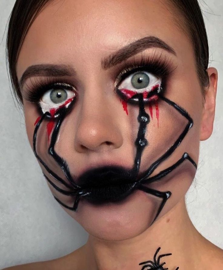 Mackup Ideas, Spider Web Makeup, Web Makeup, Halloween Eyeshadow, Creative Halloween Makeup, Halloween Makeup Clown, Halloween Make-up Looks, Holloween Makeup, Party Make-up