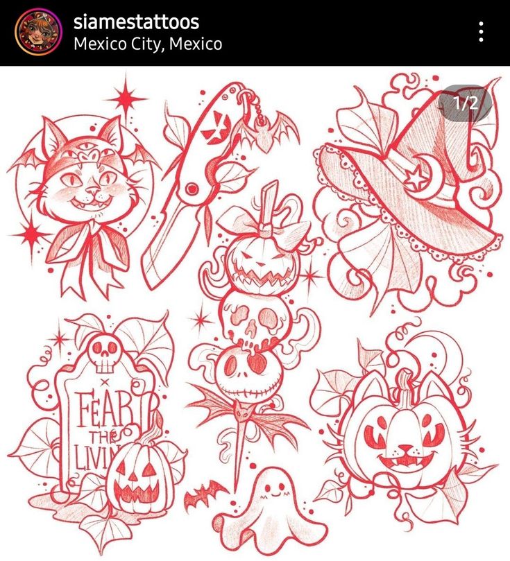 some red and white tattoos on a cell phone with the caption dead cat tattoo