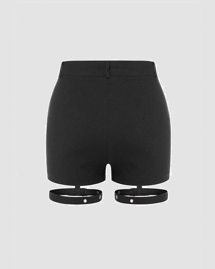 Details: Gothic buckle shorts with belt designSkirt Length: ShortMaterials: 95% Cotton + 5% Spandex Fitted Mini Shorts With Belt Loops, Fitted Mini Length Shorts With Belt Loops, Fitted Short Skort With Belt Loops, Club Mini Skirt With Belt Loops, Mini Skirt With Belt Loops For Club, Party High-waisted Shorts With Belt Loops, Belted Black Shorts, Edgy Mini Skirt With Belt Loops For Summer, High-waisted Shorts With Belt Loops For Party