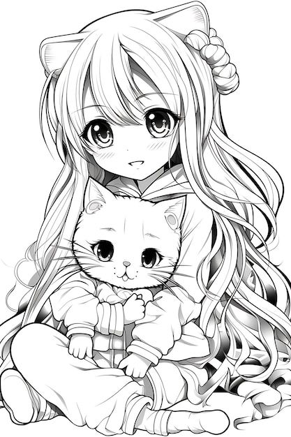 Kawaii coloring page | Premium Vector #Freepik #vector #chibi #girl-vector-character #coloring-pages #manga-style Coloring Pages For Girls Cute, Manga Colouring Pages, Kawaii Printable Coloring Pages, Adorable Coloring Pages, Cute Things To Color, Cute Color Pages, Kawaii Colouring Pages, Cute Girl Coloring Pages, Cute Anime Coloring Pages