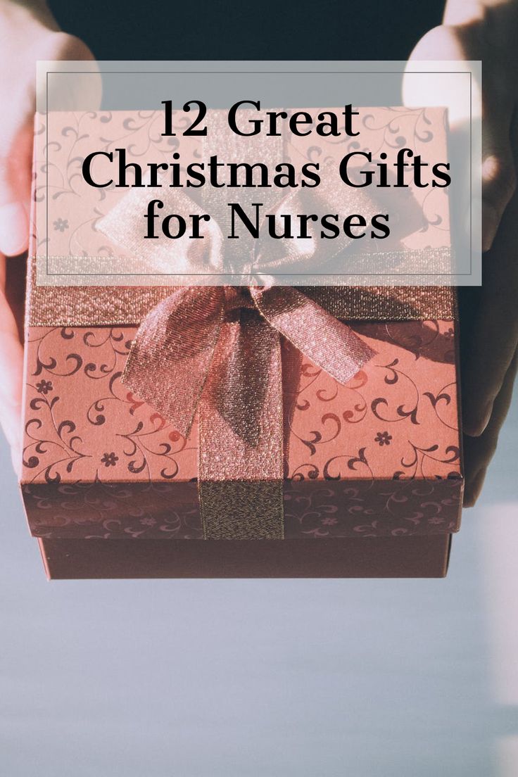 a person holding a present box with the words, 12 great christmas gifts for nurses