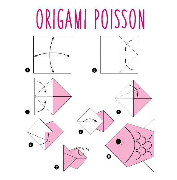 how to make origami posson fish step by step instructions for kids and adults