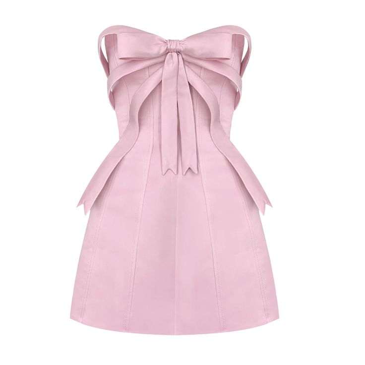 Pink Bow Mini Dress Fitted Mini Dress With Bow For Daywear, Pink Daywear Dresses With Bow, Pink Silk A-line Mini Dress, Silk A-line Dress With Bow, Silk A-line Mini Dress For Daywear, Woman Wardrobe, Pink Bow Dress, Lirika Matoshi, Collage Pics