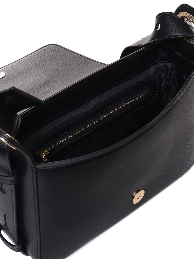 -Shoulder bag -Flap closure -Adjustable and removable shoulder strap -Measurements: -Colour: Black Daily Use Bag With Gold-tone Hardware And Double Flap, Daily Use Bag With Double Flap And Gold-tone Hardware, Chic Bag With Removable Pouch And Double Flap, Black Double Flap Bag With Removable Pouch, Luxury Satchel Box Bag With Adjustable Strap, Luxury Baguette Bag With Adjustable Strap And Flap, Luxury Box Bag Satchel With Adjustable Strap, Luxury Saddle Shoulder Bag With Detachable Strap, Luxury Evening Shoulder Bag With Detachable Strap