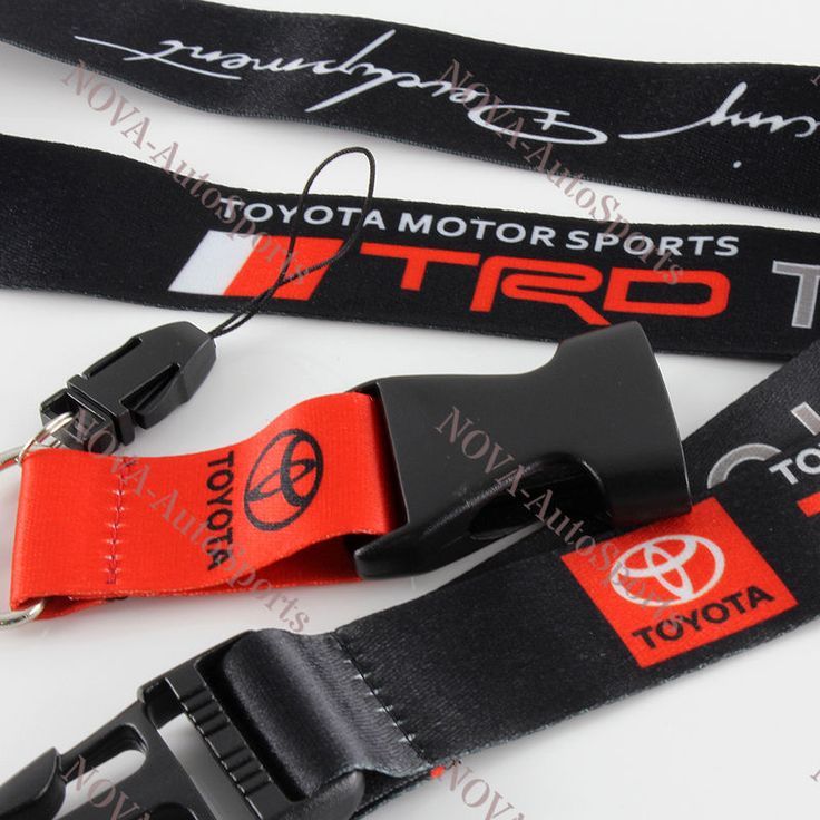 two black and red lanyards with toyota logo on them