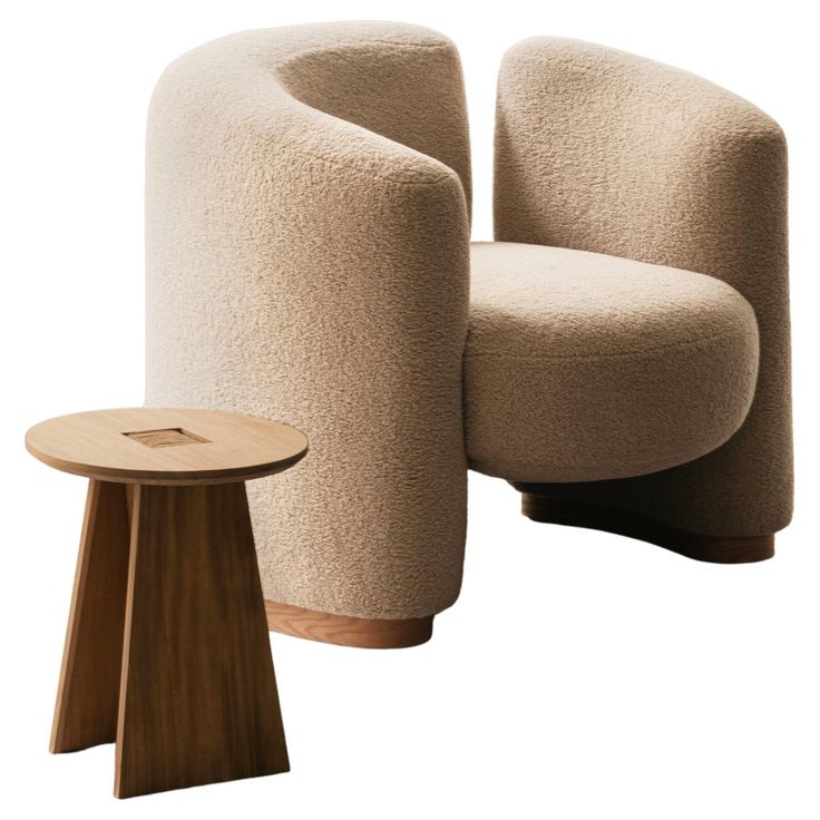 the chair and table are both made out of wool, which is very light brown