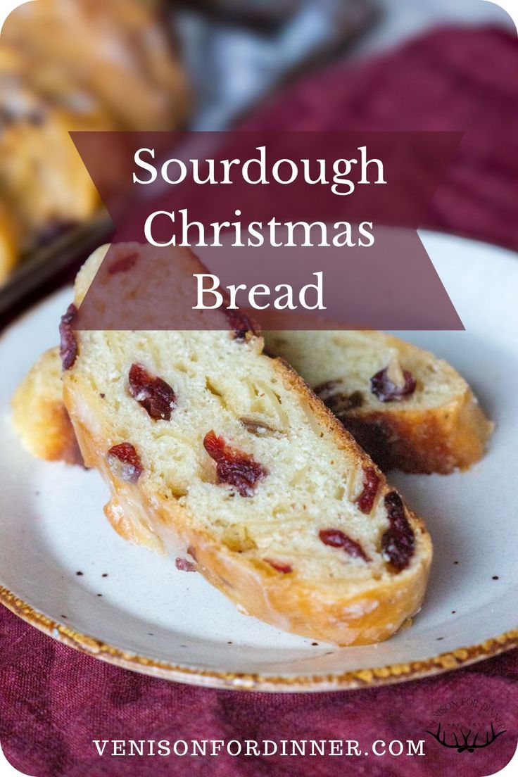 sourdough christmas bread on a white plate