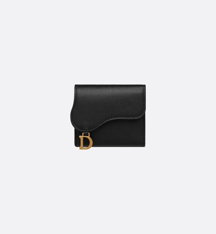 Saddle Lotus Wallet Black Grained Calfskin | DIOR Hermes Wallet, Best Wallet, Miss Dior, Stirrups, Dior Wallet, Mini Wallet, Timeless Accessories, Small Leather Goods, Design Element