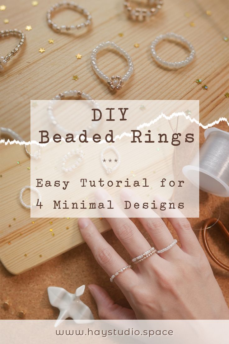 a woman's hand with rings on it and the words diy beaded rings