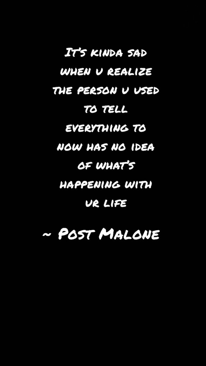 Its kinda sad when u realize the person u used to tell everything to now has no idea whats happening with ur life When U Realize, Whats Happening, Really Deep Quotes, Deep Quotes, Post Malone, True Facts, Having A Bad Day, Feeling Down, Bullet Journal Ideas Pages