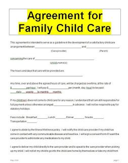 a child care agreement is shown in this image