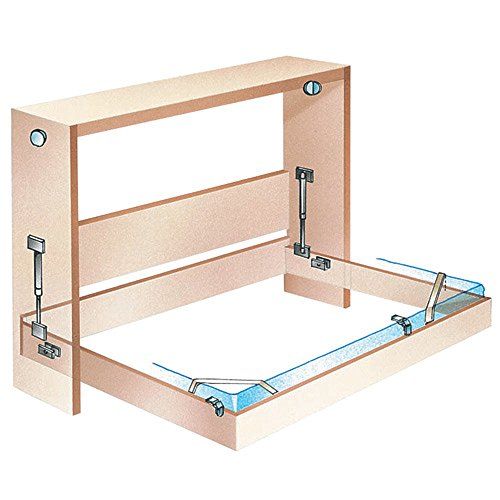 an image of a wooden bed frame with glass rails on the bottom and one side