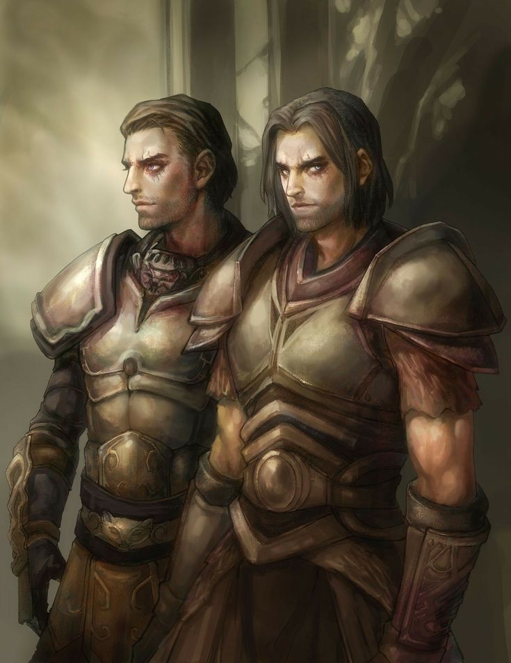 two men in armor standing next to each other