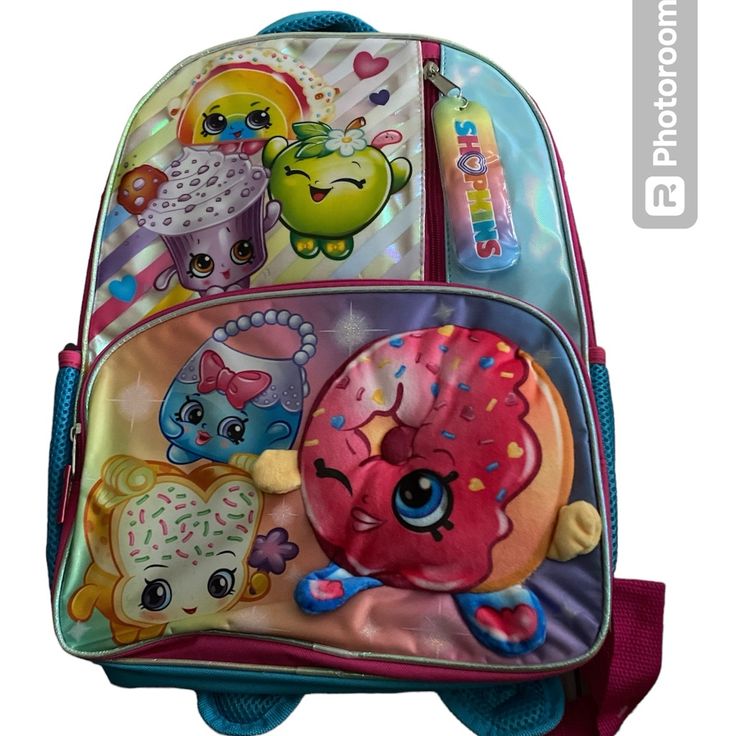 This 16 Inch Backpack Your Characters Shopkins. Comes With Zipper On Front/ Two Side Mesh Pockets For Extra Storage. The Backpack Straps Are Adjustable. New With Tag Fun Backpack For End Of School Year, Pink Backpack For Daycare And Back To School, Pink Backpack For Playtime, Cute Multicolor Backpack For Daycare, Pink Backpack For Playtime And Back To School, Pink Standard Backpack For Playtime, Playful Pink Softback Backpack, Pink Fun Backpack For Back To School, Cute Multicolor Backpack For School Events