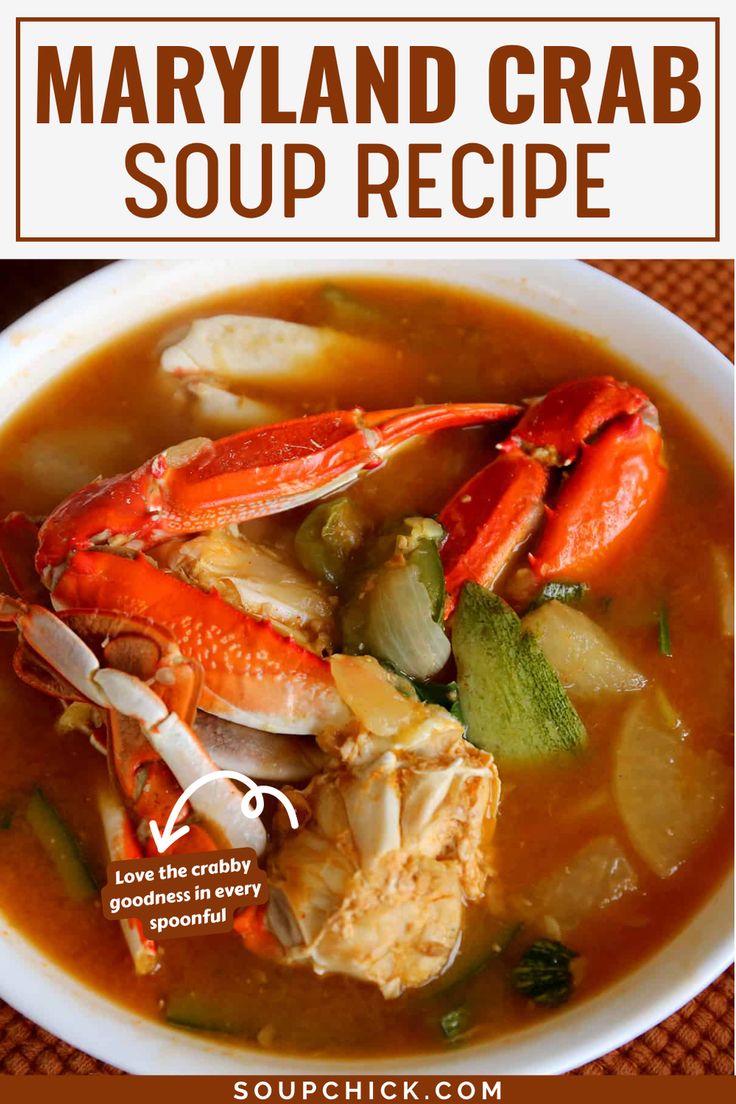 Flavorful Maryland Crab Soup with Fresh Crab and Vegetables Spicy Crab Soup, Maryland Crab Soup Recipe, Maryland Recipes, Crab Soup Recipe, Maryland Crab Soup, Crab Soup Recipes, Spicy Crab, Maryland Crabs, Crab Soup