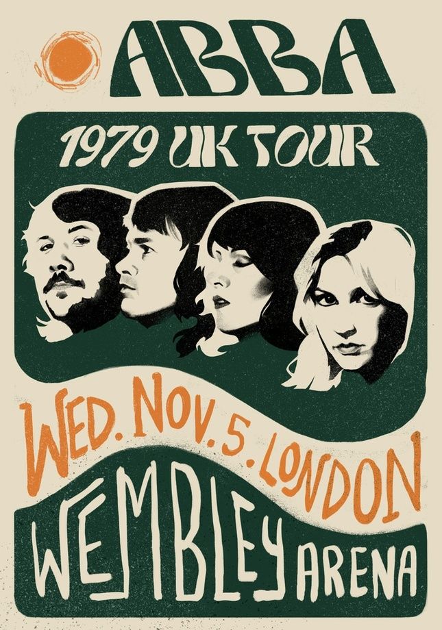 an old poster with the band's name and their dates on it, as well as