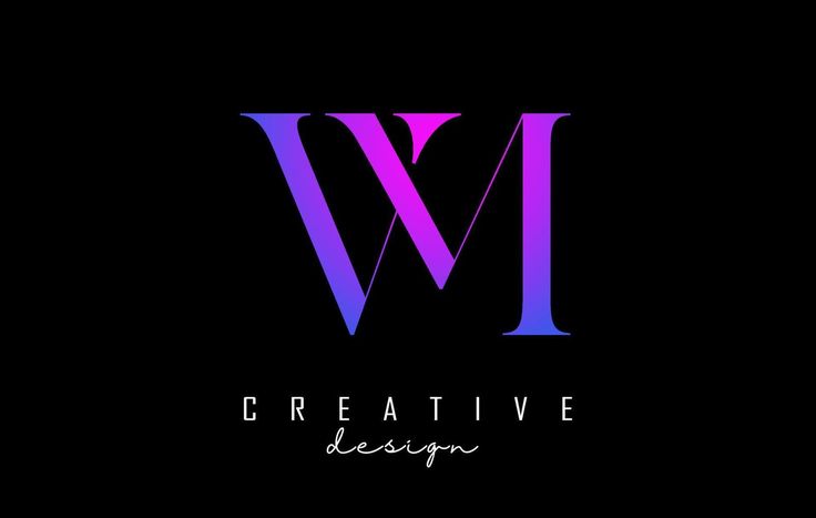 the letter w is made up of purple and blue letters on a black background with white lettering