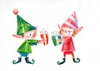 two children with birthday hats and presents in their hands, one is holding a present