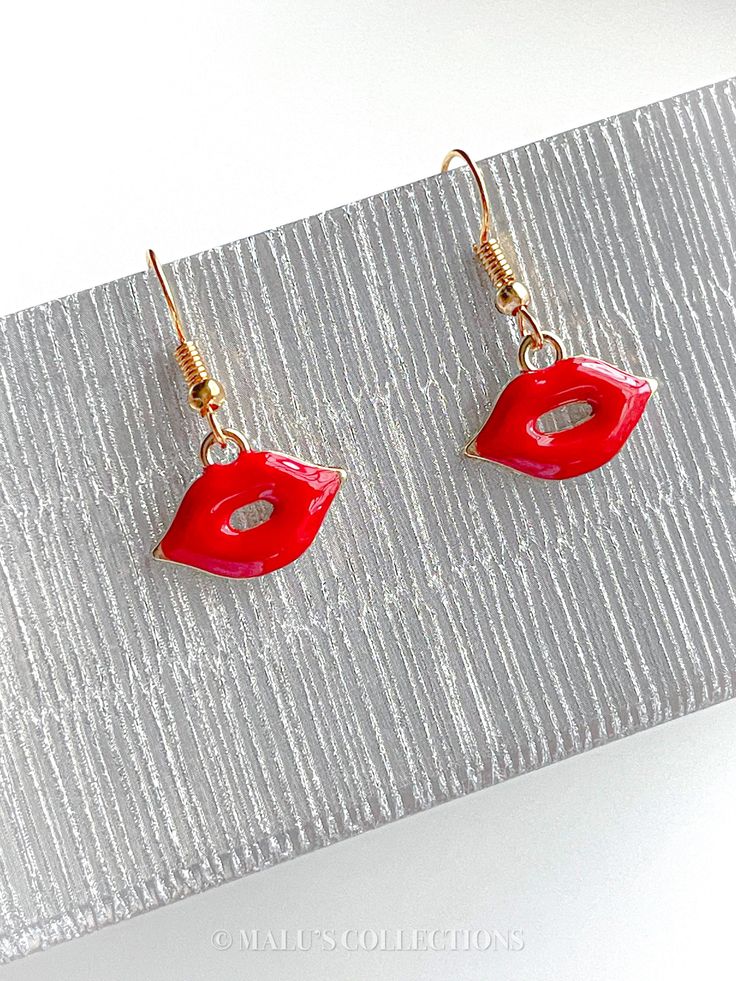 Lips Earrings, Lip Earrings, Hot Air Balloon Earrings, Crazy Earrings, Valentines Day Earrings, Balloon Earrings, Donuts Earrings, Earrings Funky, Red Heart Earrings