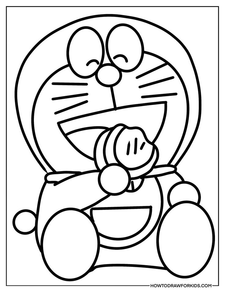 Doraemon Coloring Pages - Free Printables Cat Drawing For Kid, Pencil Sketches Easy, Easy Drawing Steps, Doraemon Cartoon, Easy Cartoon Drawings, Simple Designs To Draw, Easy Drawings For Kids, Easy Coloring Pages, Cartoon Coloring Pages