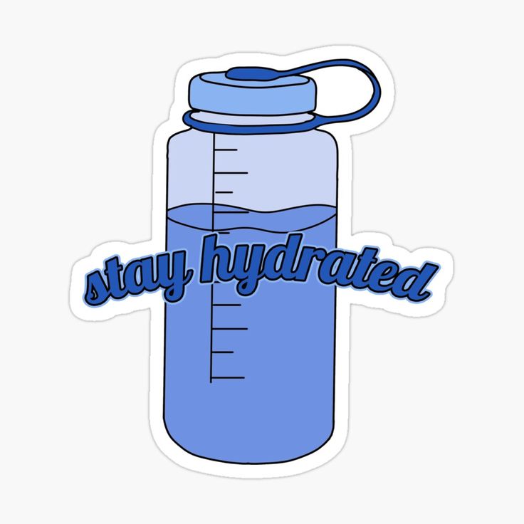 a blue water bottle with the words stay hydrated on it and a measuring tape