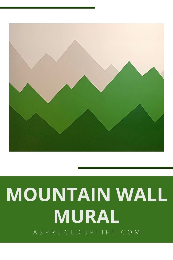 the mountain wall mural is green and white