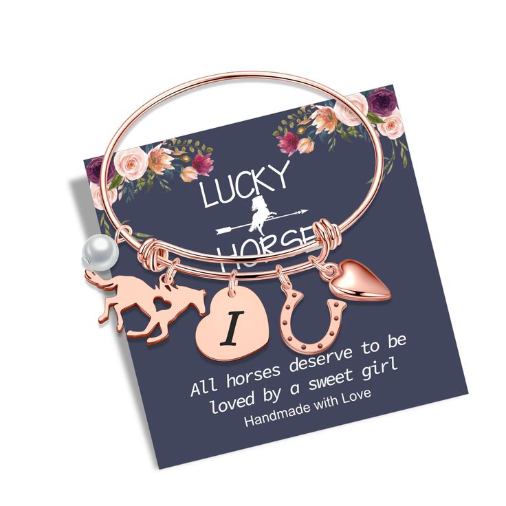 the lucky horse charm bracelet is on display