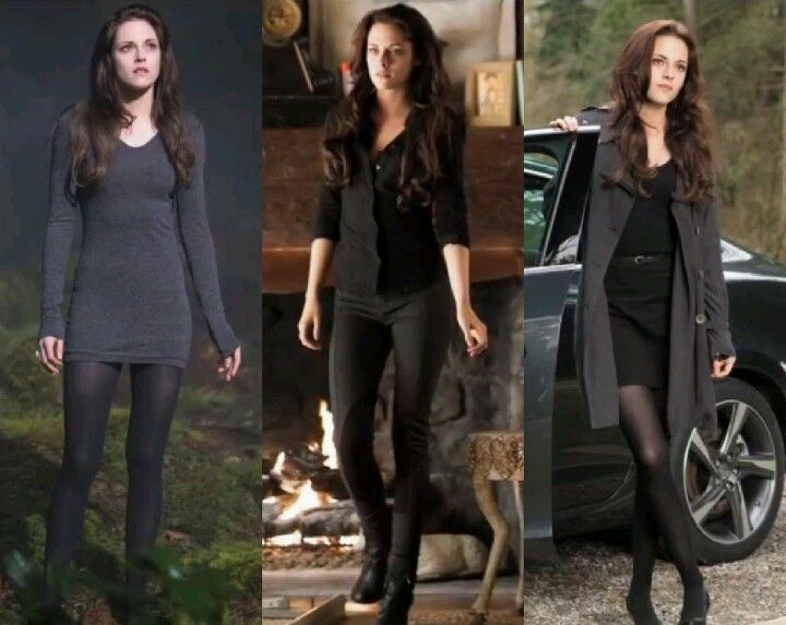 three different pictures of the same woman in black clothes and one is wearing tights