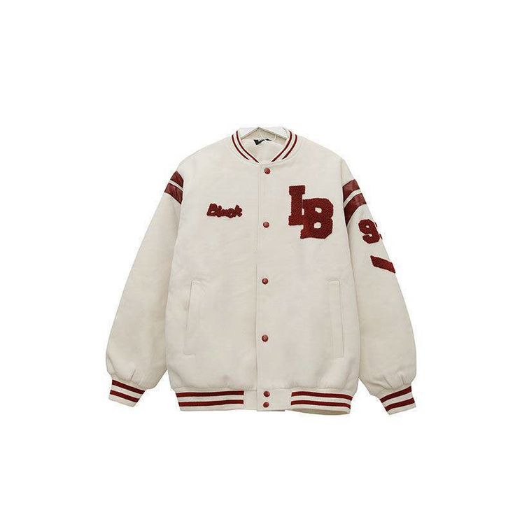 Product information:Material: ClothStyle: personality streetFeatures:PrintColour: Off-white, blackSize Information: Hip Hop Trends, Couple Jacket, Street Jeans, Loose Jacket, Casual Trends, Varsity Jacket Men, High Street Fashion, Men In Uniform, Leather Sleeve