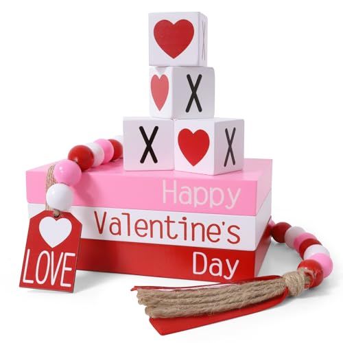 a valentine's day gift box with two blocks and a tag that says happy valentine's day