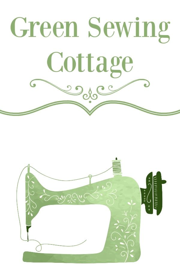 a green sewing machine with the words green sewing cottage on it's front and side