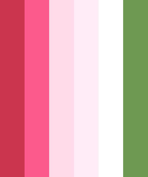 the color palette is pink, green, and red with white stripes on each side