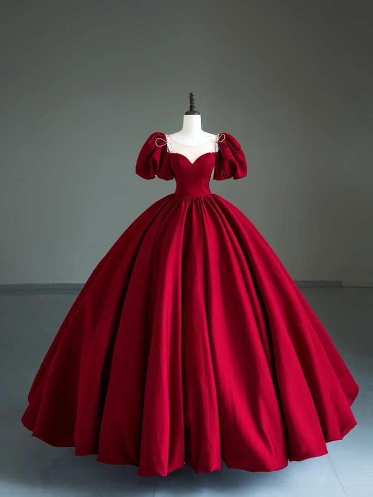 Red Gowns Elegant Royal, Red Princess Dress, Red Ball Gown, Make A Dress, Pretty Quinceanera Dresses, Gowns Dresses Elegant, Fancy Dresses Long, Elegant Dresses Classy, Princess Ball Gowns